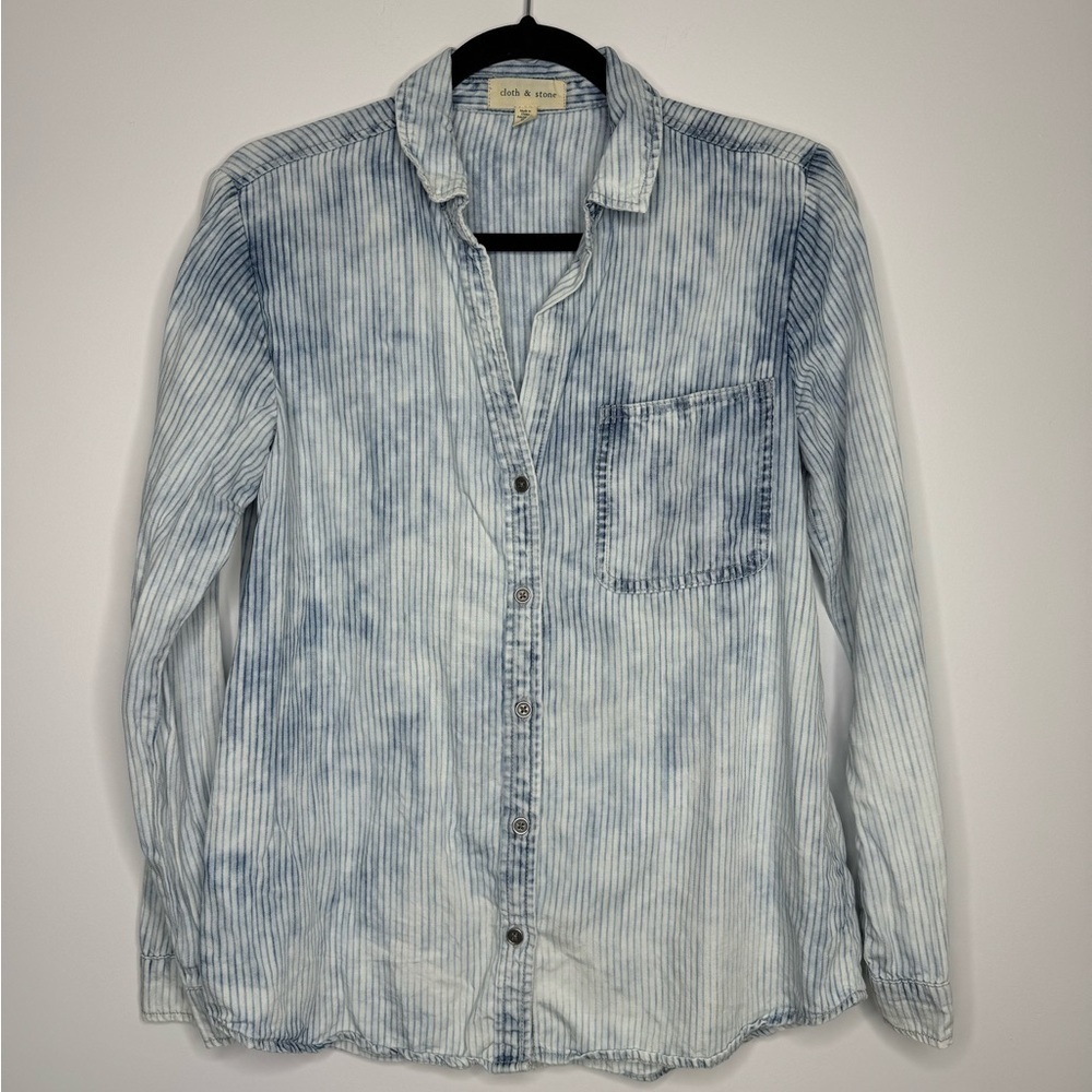 Cloth & Stone pinstripes wash tencell lyocell shirt size small